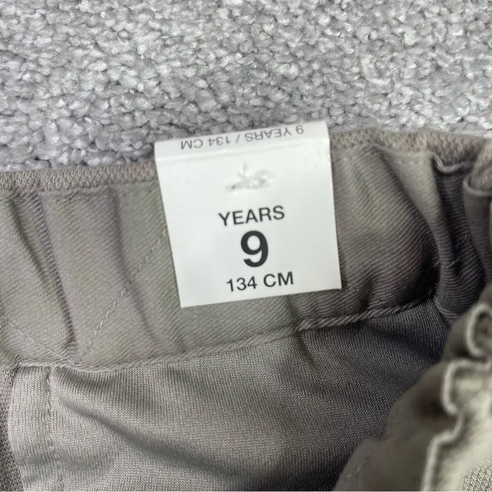 Zara Pants Unisex Kids 9 Gray Knit Slim Leg Pleated Elastic Waist Lightweight